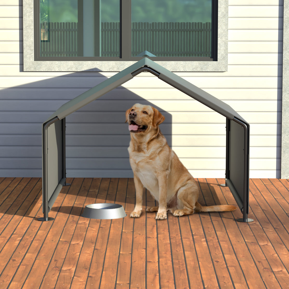 Large dog in the shelter