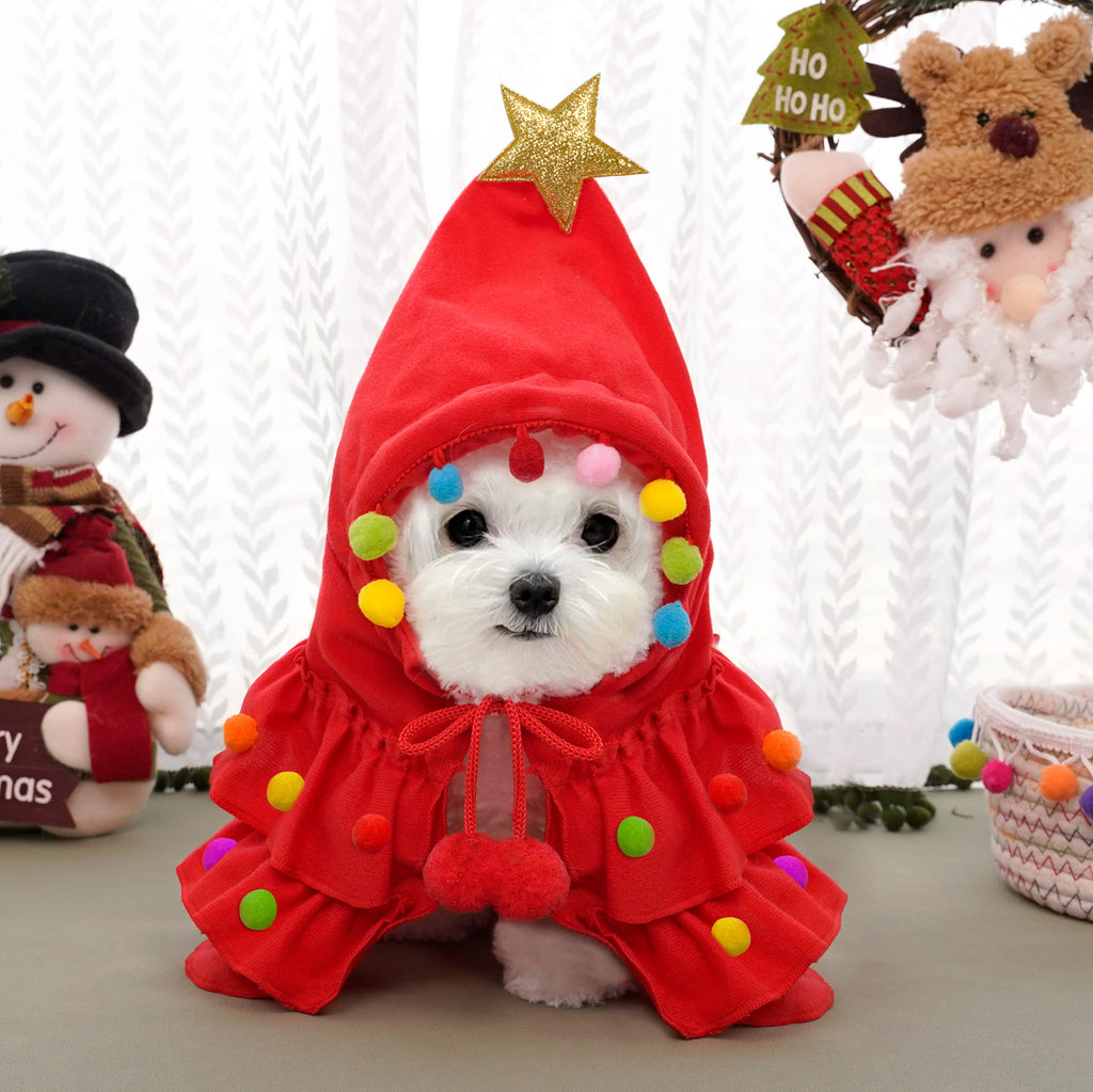 Two-Tone Christmas Cape & Shawl for Dogs & Cats