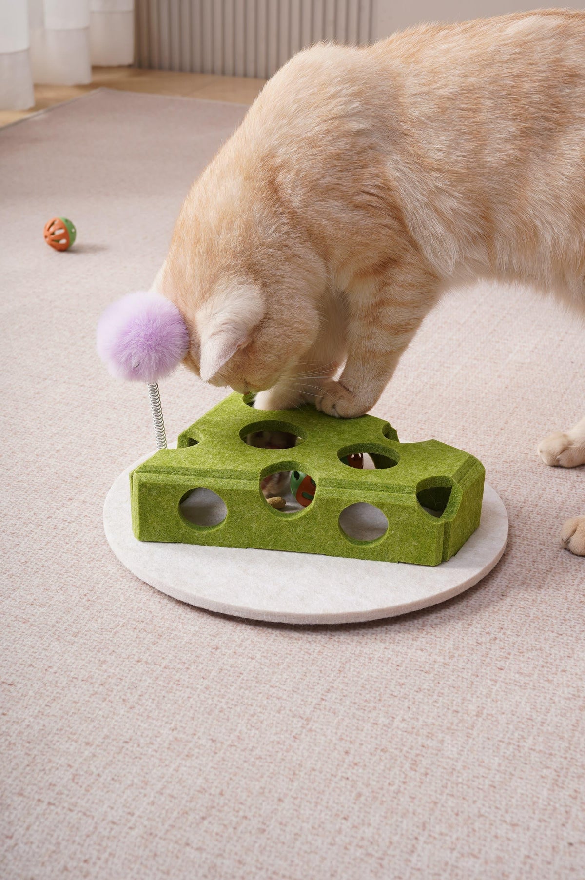 Cat Puzzle Box with Balls & Spring Wand