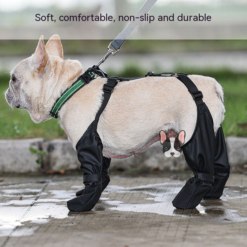 Waterproof Dog Boots with Leg Straps – Set of 4