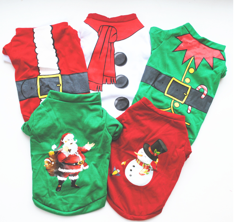 Christmas Print Pet T-Shirt - 11 Festive Styles