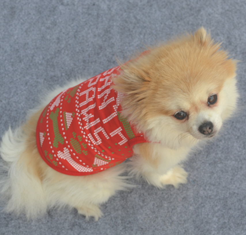 Christmas Print Pet T-Shirt - 11 Festive Styles