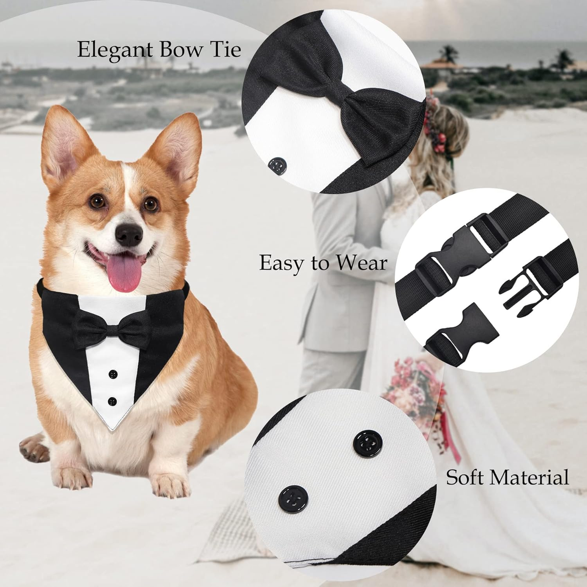 Dog Tuxedo Bandana with Bow Tie