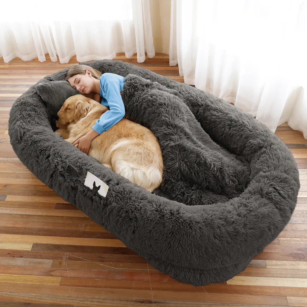 Dark gray human dog bed