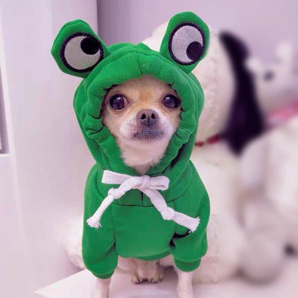 Frog style fleece dog hoodie