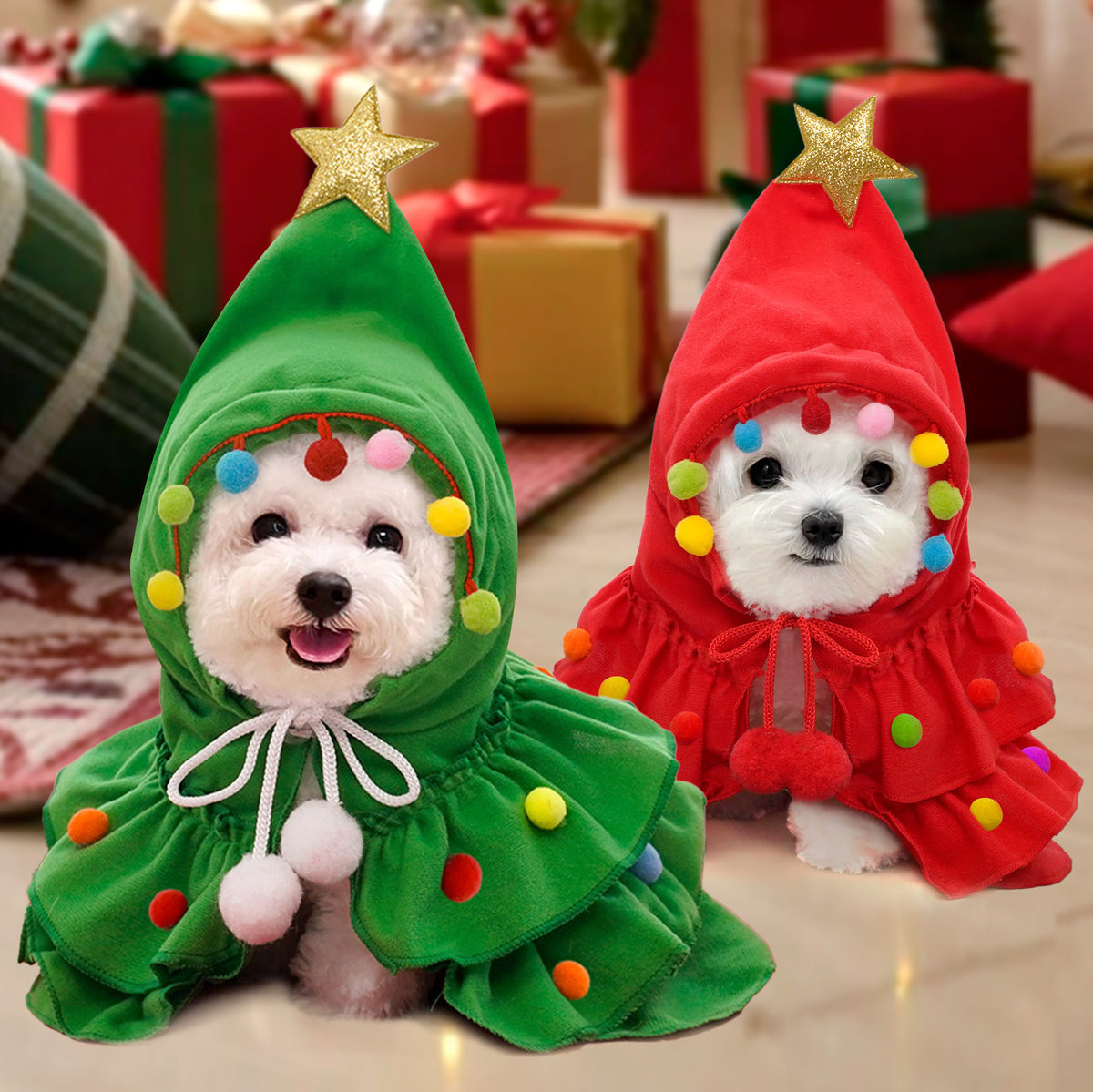 Two-Tone Christmas Cape & Shawl for Dogs & Cats