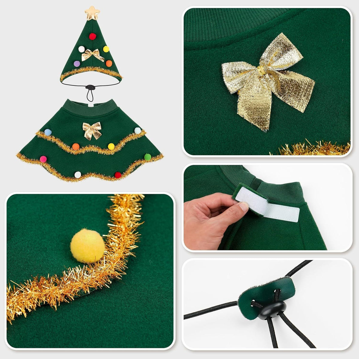 Festive Green Christmas Costume for Cats & Dogs