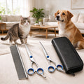 4-in-1 Pet Grooming Scissors Kit with Comb & Case