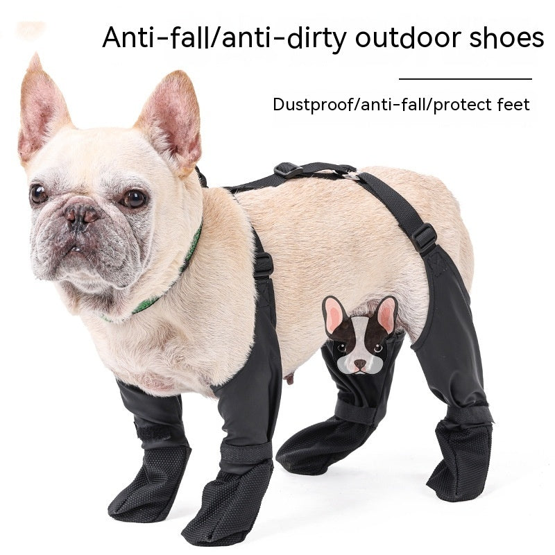 Waterproof Dog Boots with Leg Straps – Set of 4