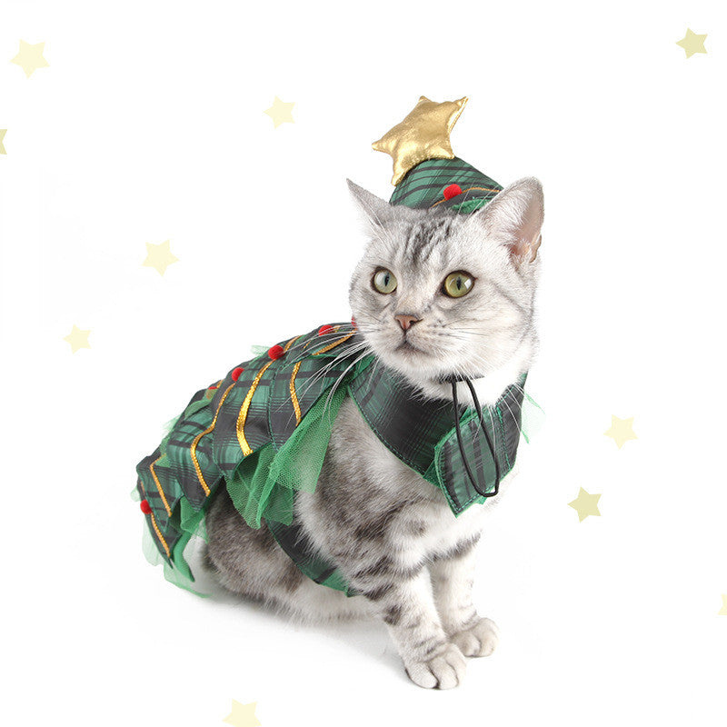 Christmas Tree Cape with Star Hat for Pets