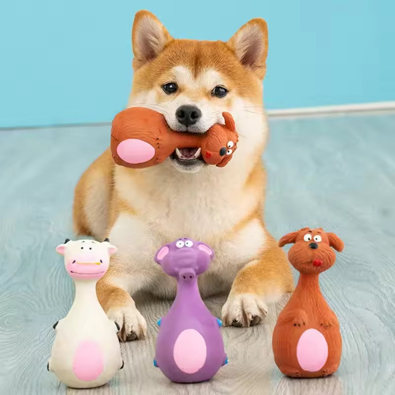 Squeaky Latex Animal Dog Toys – 4 Pack