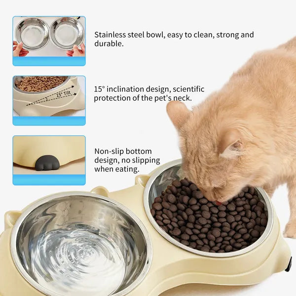 Stainless Steel Double Pet Bowl with Non-Slip Base