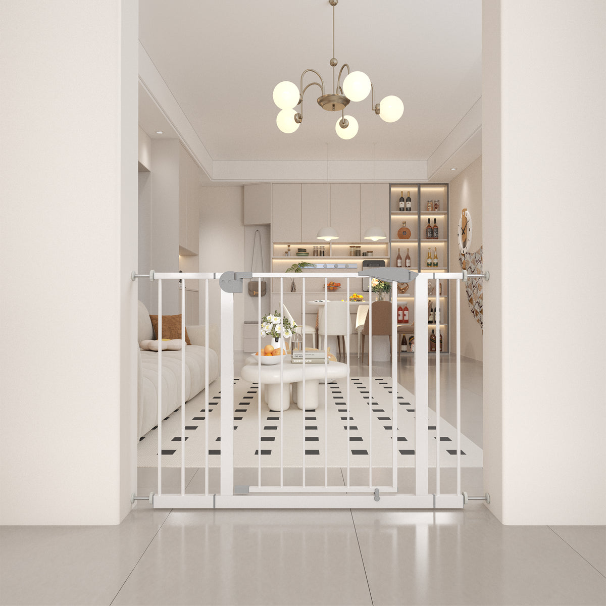 Pet gate in a hallway