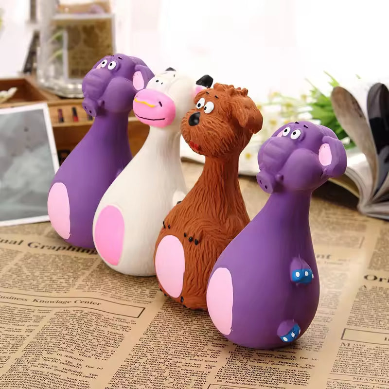 Squeaky Latex Animal Dog Toys – 4 Pack