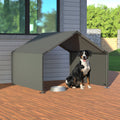 Dog resting in the shade shelter