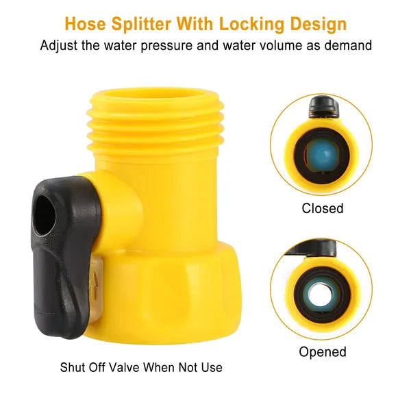 Hose splitter with locking valve