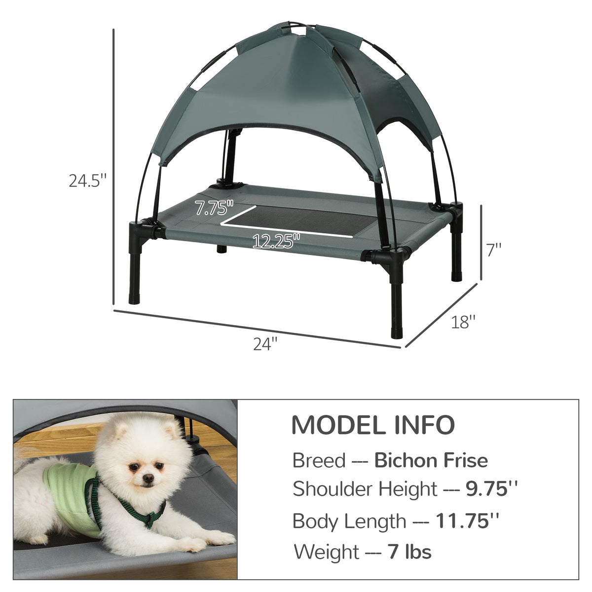 Elevated Dog Bed with Removable Canopy