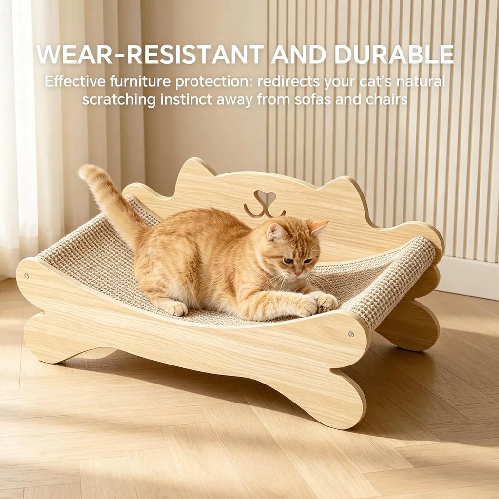Cat Hammock Bed with Wood Frame & Sisal Scratcher