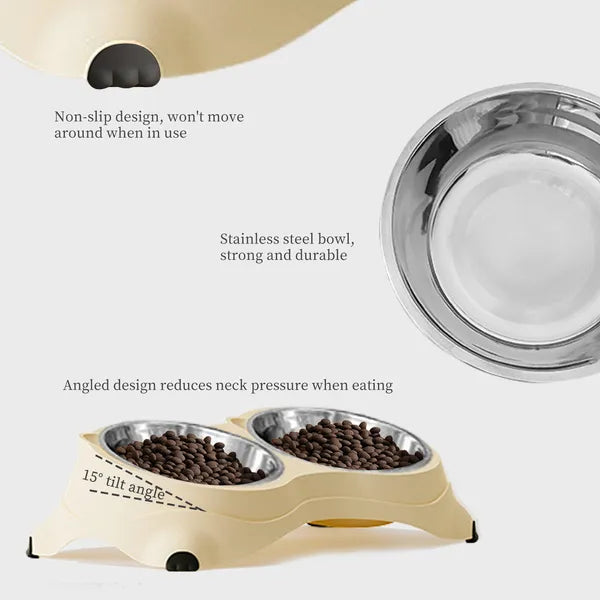 Stainless Steel Double Pet Bowl with Non-Slip Base