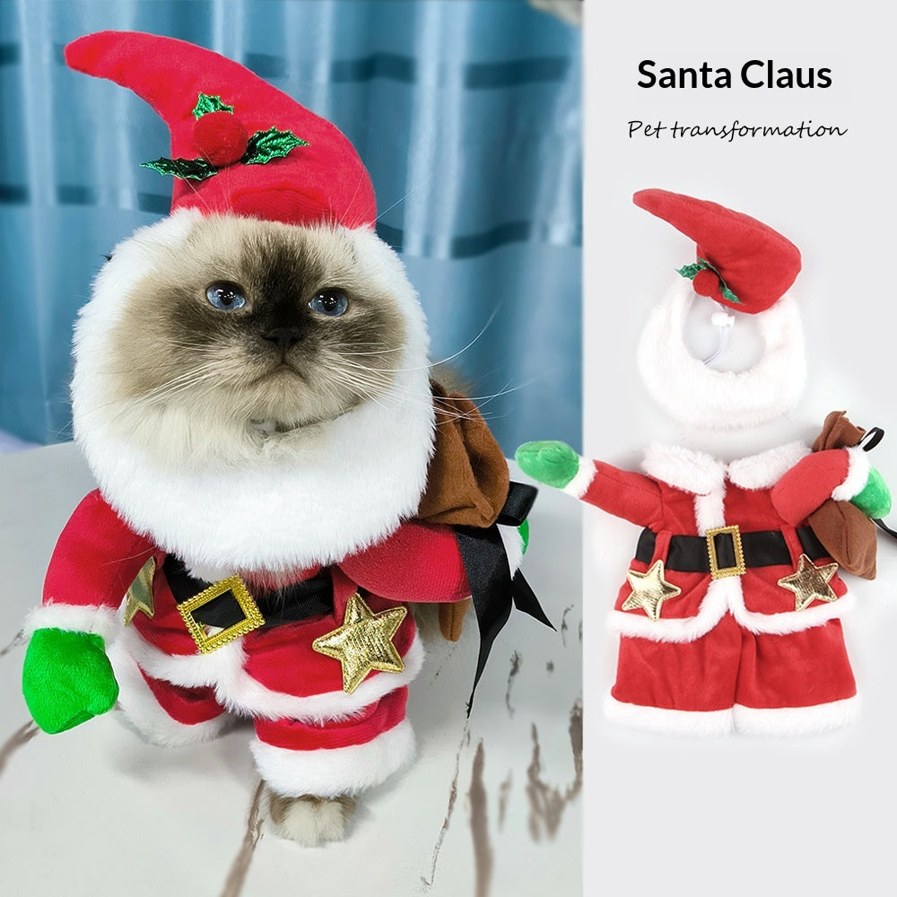 Santa Costume with Headband for Cats & Dogs