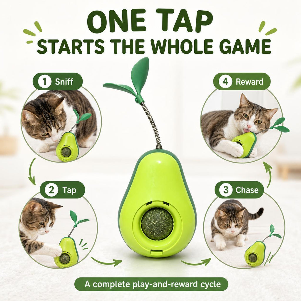 Avocado Wobble Cat Toy with Feather & Catnip Ball