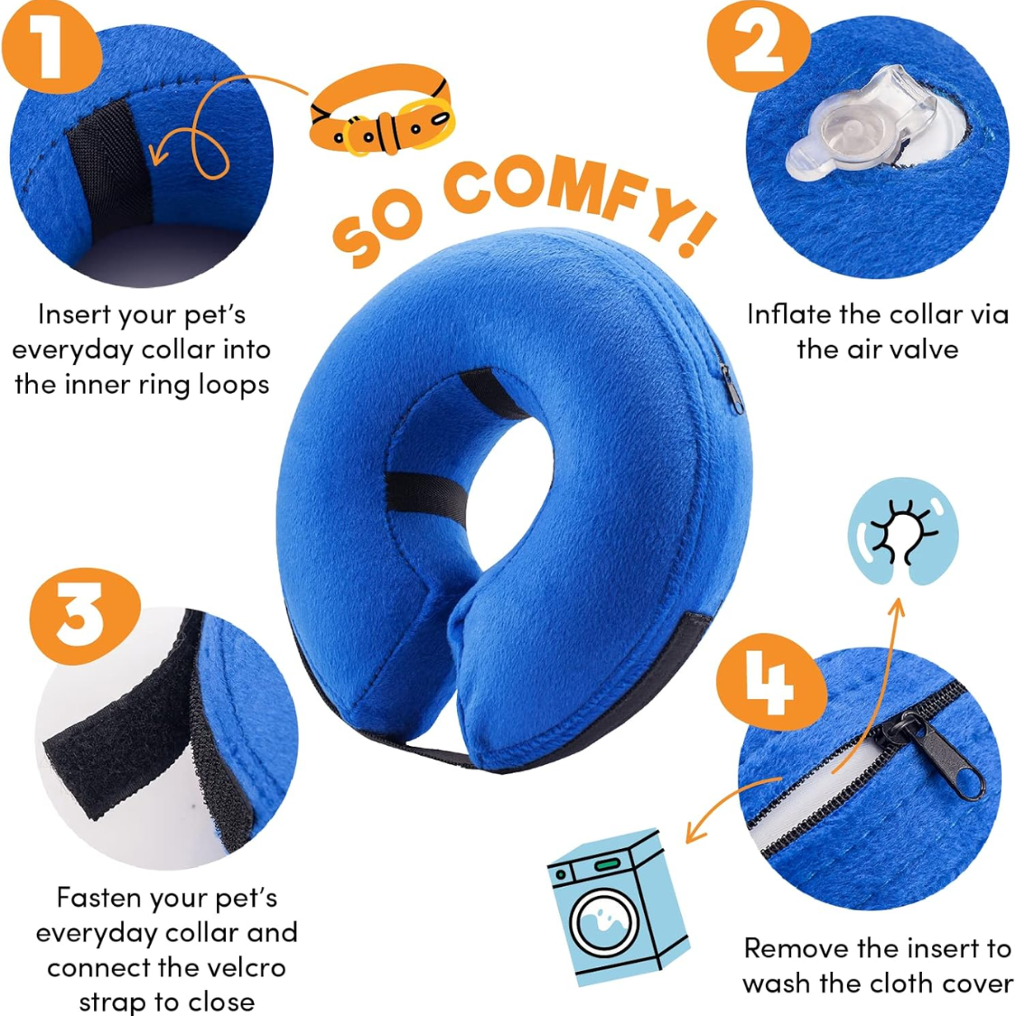 How to put on the inflatable collar