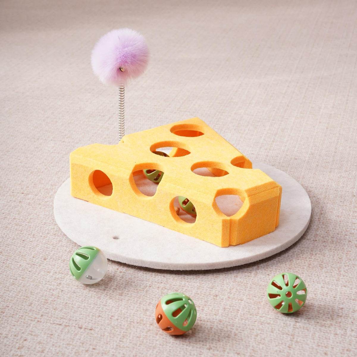 Cat Puzzle Box with Balls & Spring Wand