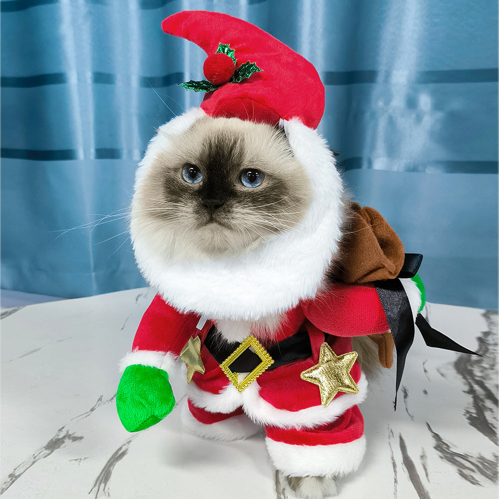 Santa Costume with Headband for Cats & Dogs
