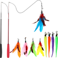 Retractable cat wands with feather toys