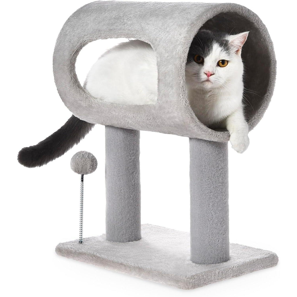 Cat scratching post with tunnel bed