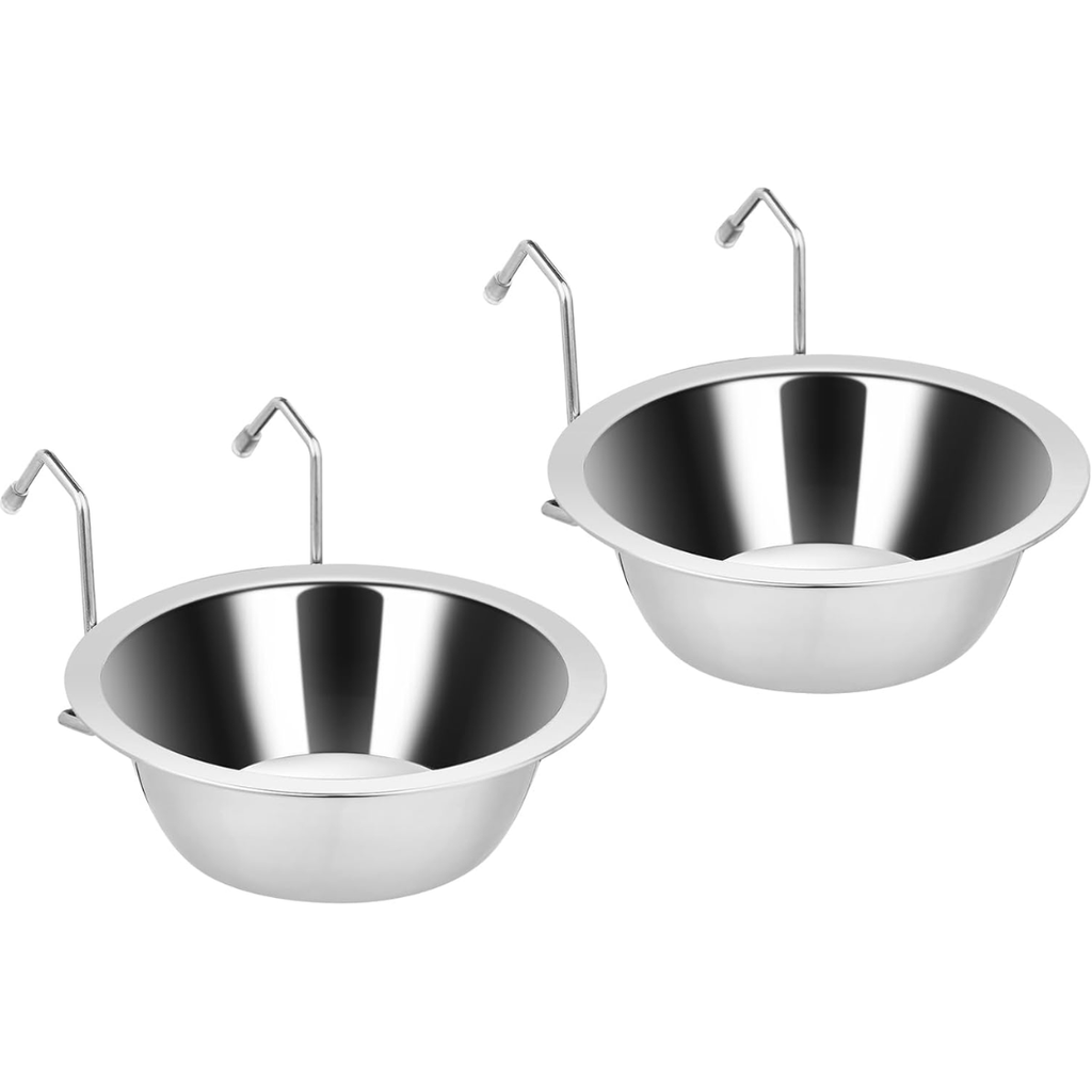 Two hanging kennel bowls