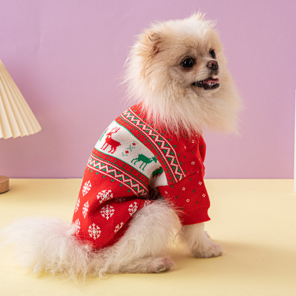 Christmas Knit Dog Sweater – Tree or Reindeer