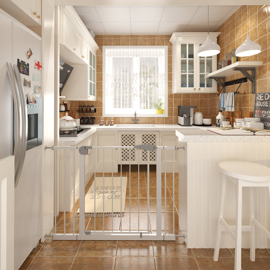 Pet gate in the kitchen