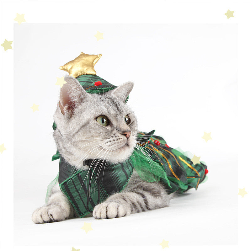 Christmas Tree Cape with Star Hat for Pets