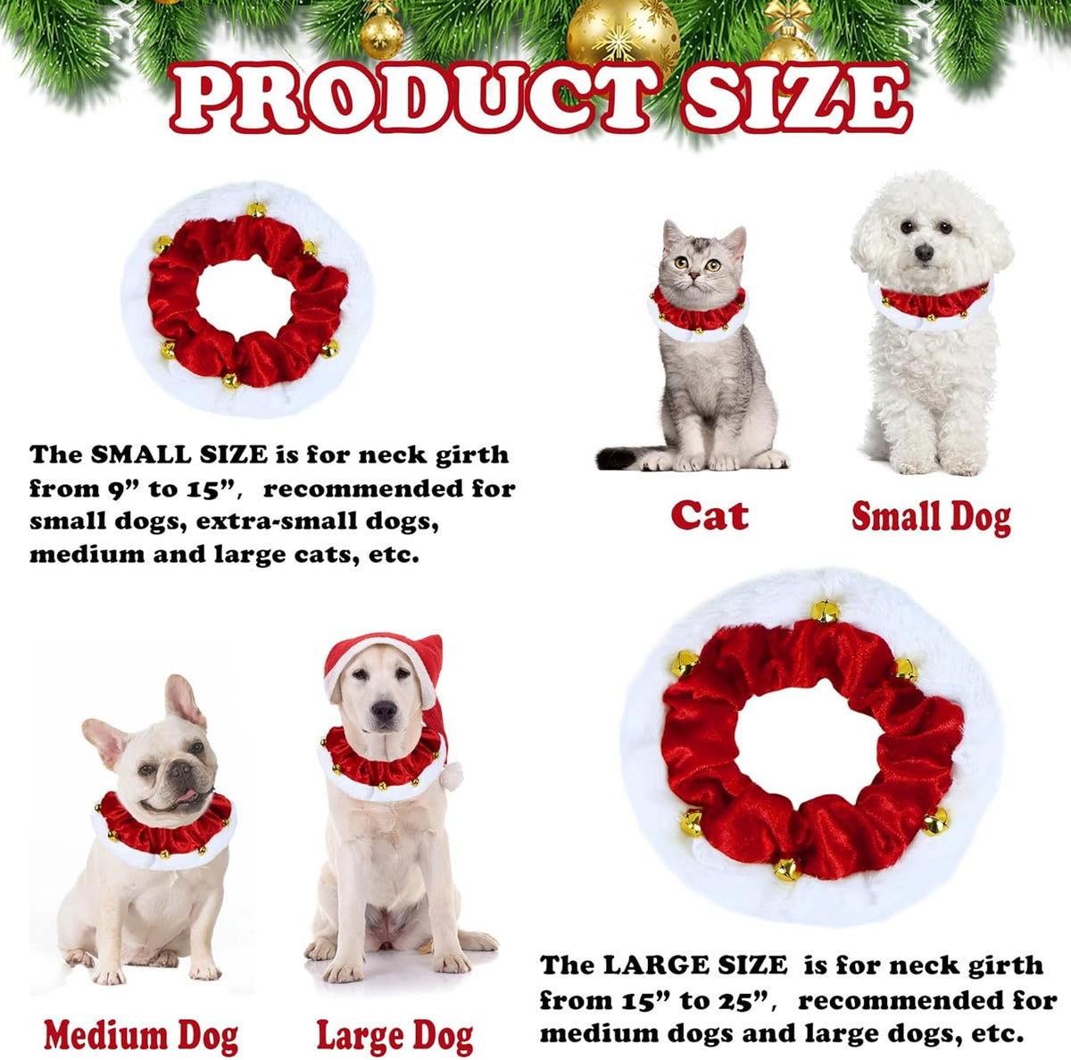 Christmas Collar with Bells for Dogs & Cats