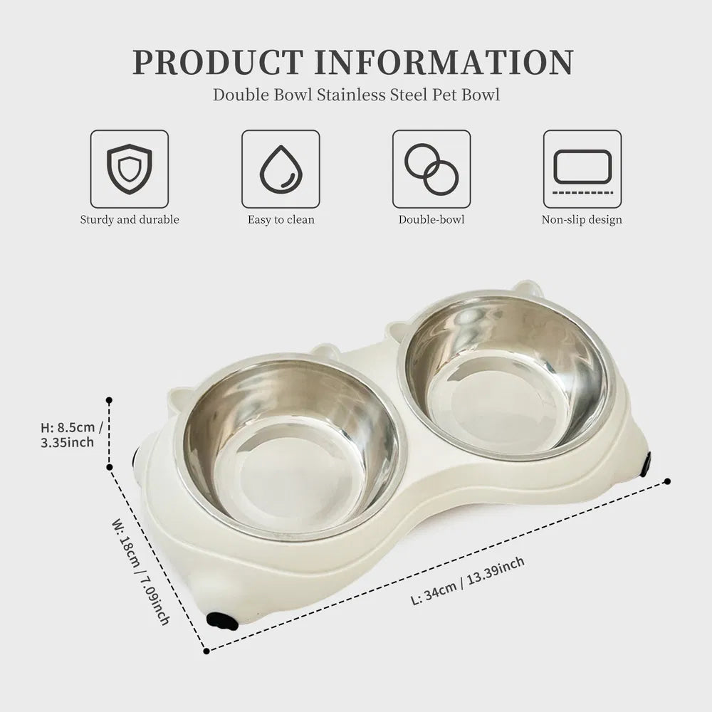 Stainless Steel Double Pet Bowl with Non-Slip Base