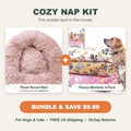 Cozy Nap Kit: plush round bed plus fleece blankets 3-pack, bundle and save