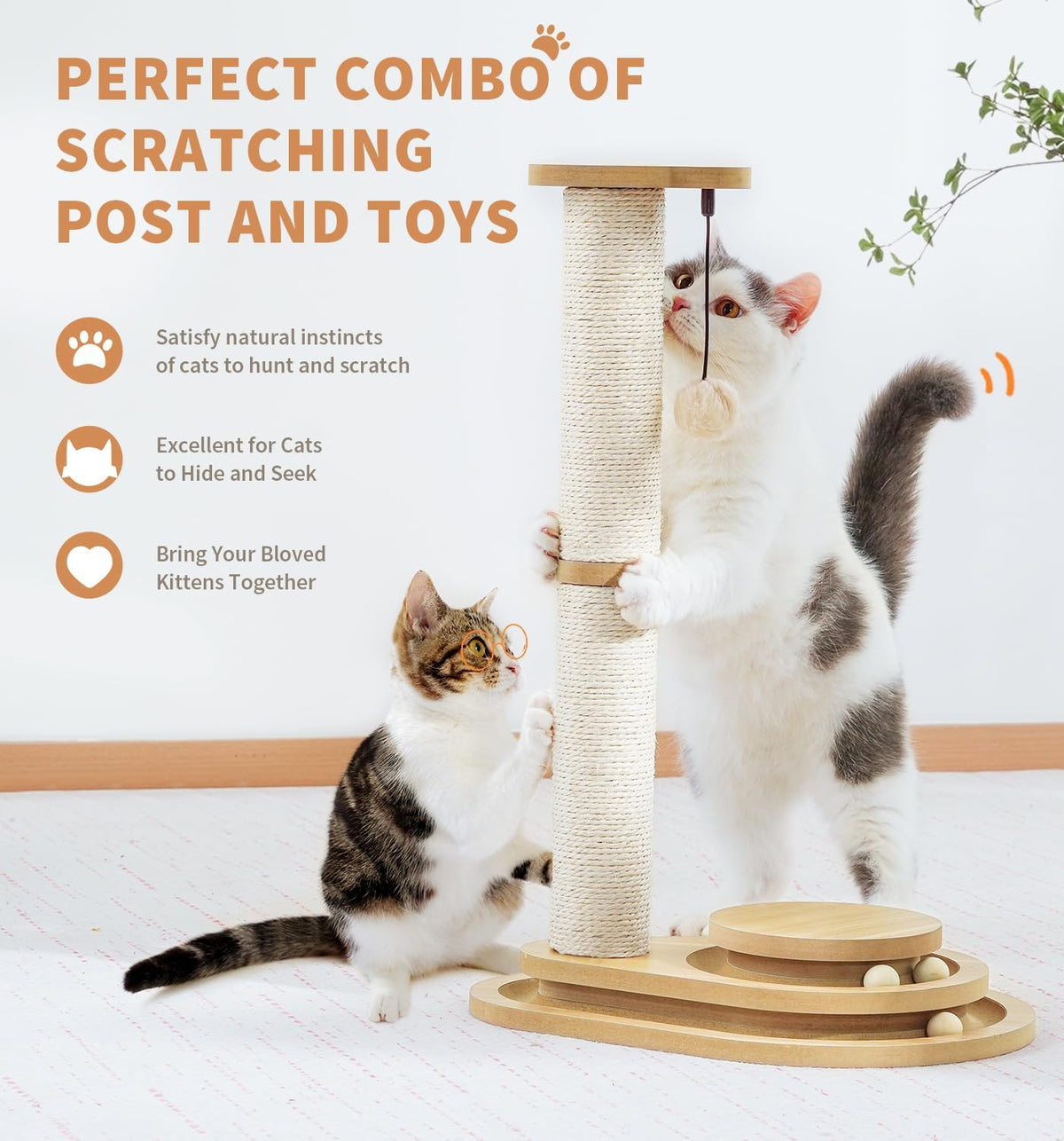 Scratching post and toy combo