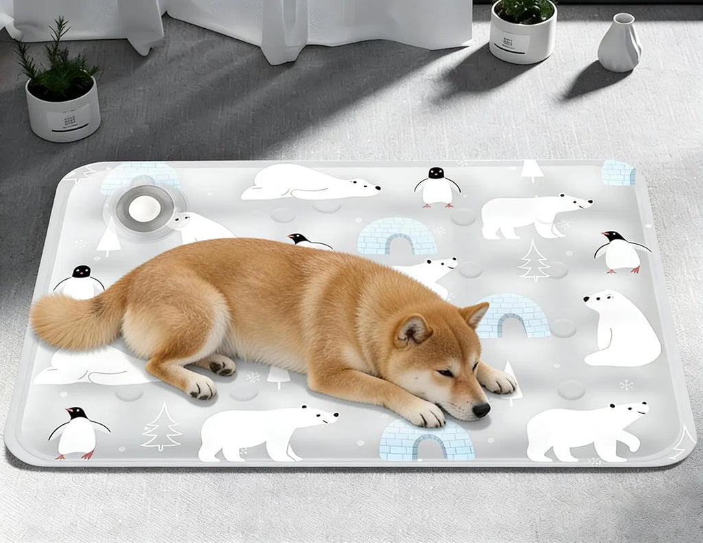 Dog resting on the pet cooling mat