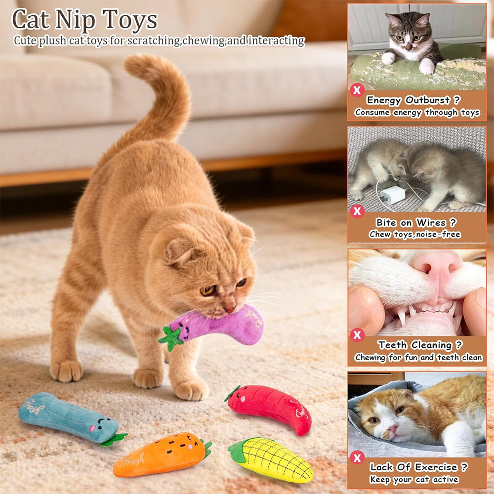 Veggie Catnip Plush Toys – 5 Pack