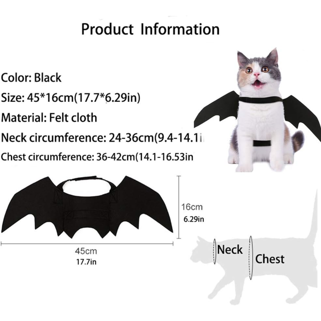 Halloween Bat Wings Costume for Cats & Small Dogs