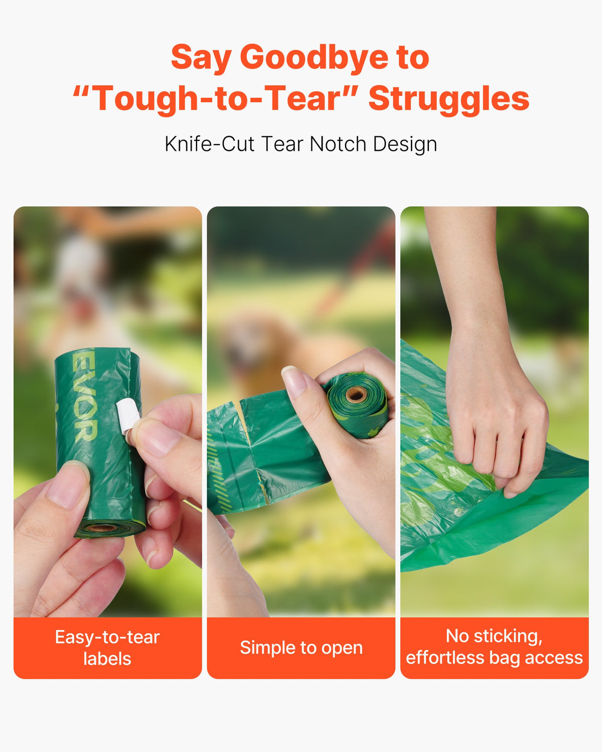 Easy-tear poop bag rolls