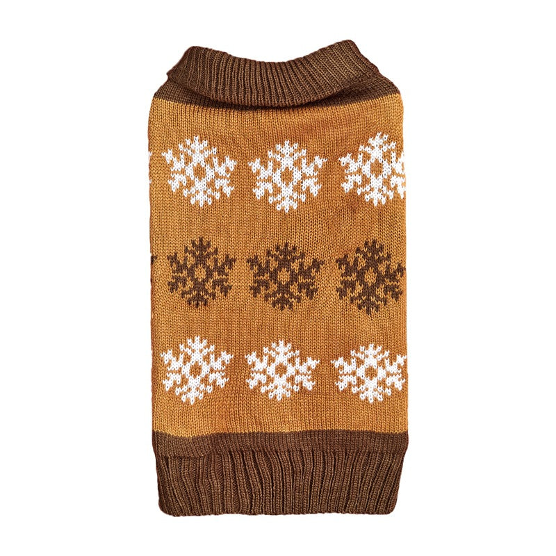 Caramel brown snowflake dog sweater