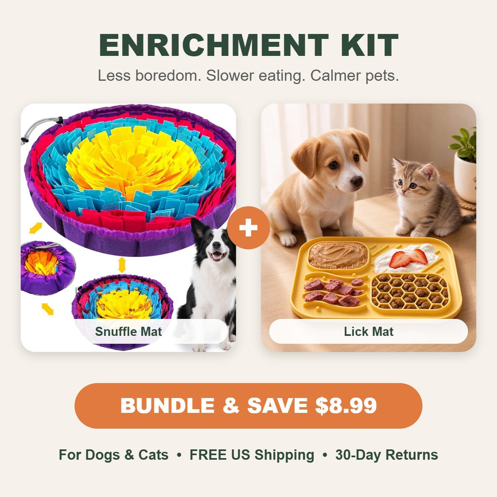 Enrichment Kit: snuffle mat plus silicone lick mat for dogs and cats, bundle and save