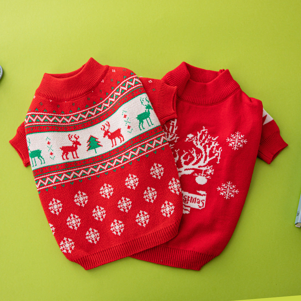 Christmas Knit Dog Sweater – Tree or Reindeer