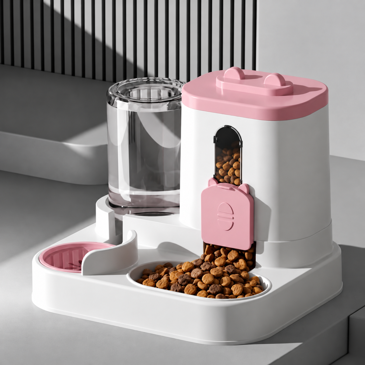 2-in-1 gravity pet feeder and water dispenser - Pink