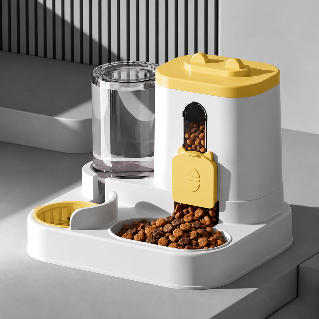 2-in-1 gravity pet feeder and water dispenser - Yellow