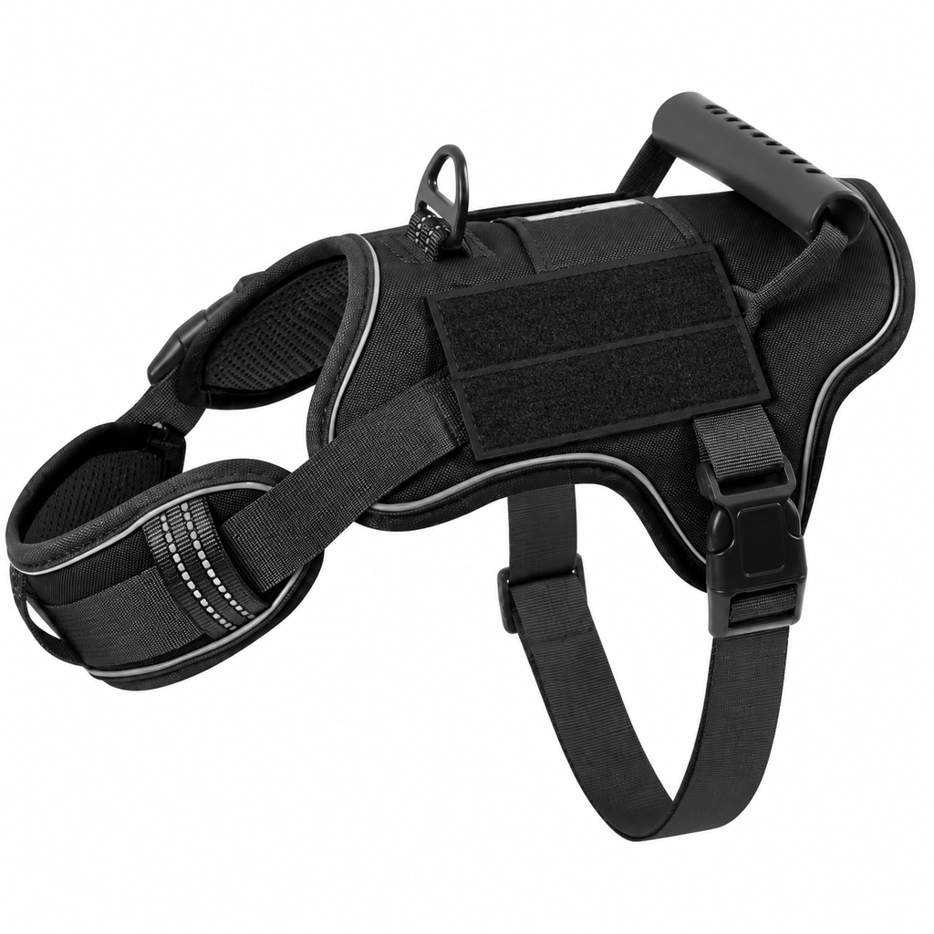 No-pull tactical dog harness with handle - Black