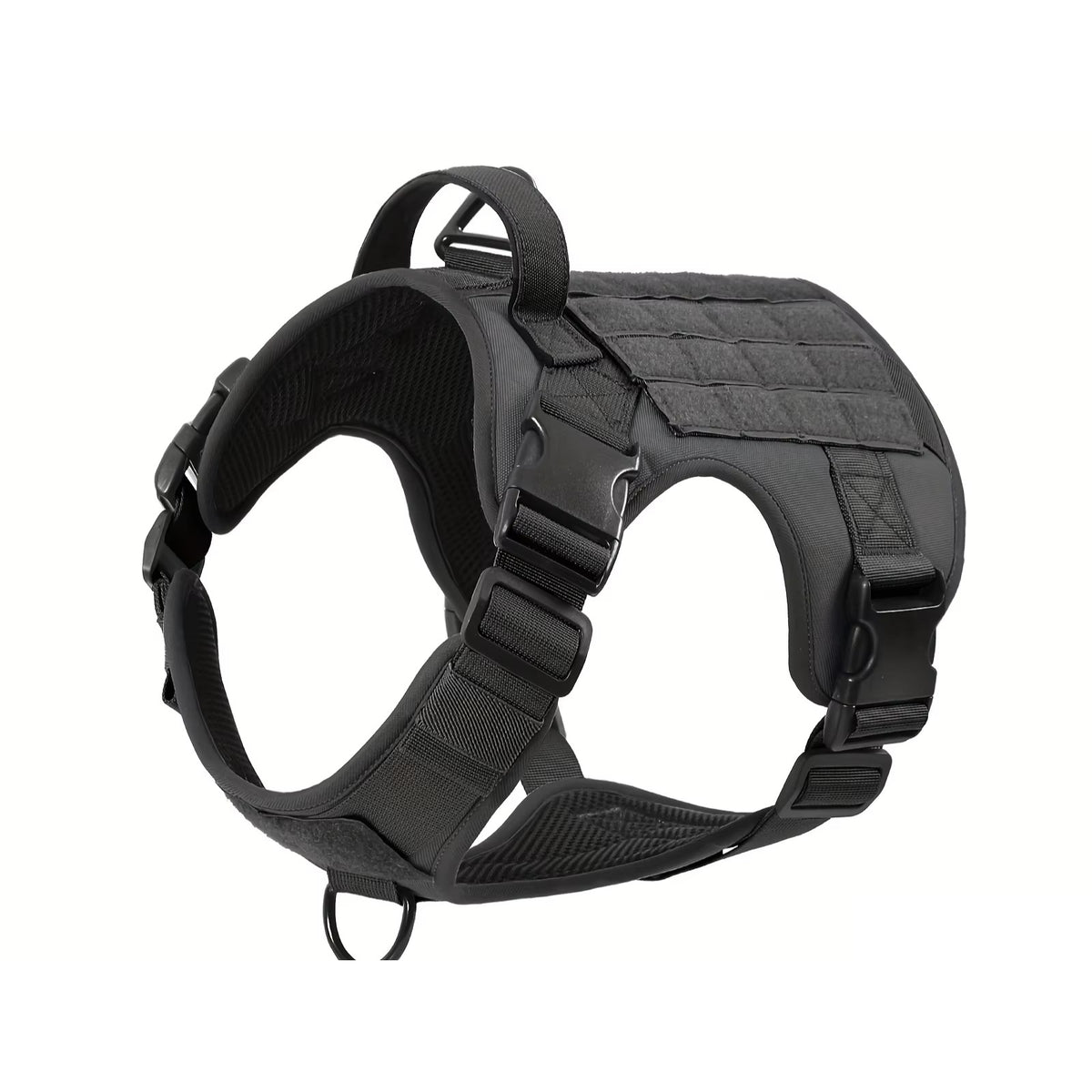 Tactical no-pull dog harness with handle - Black