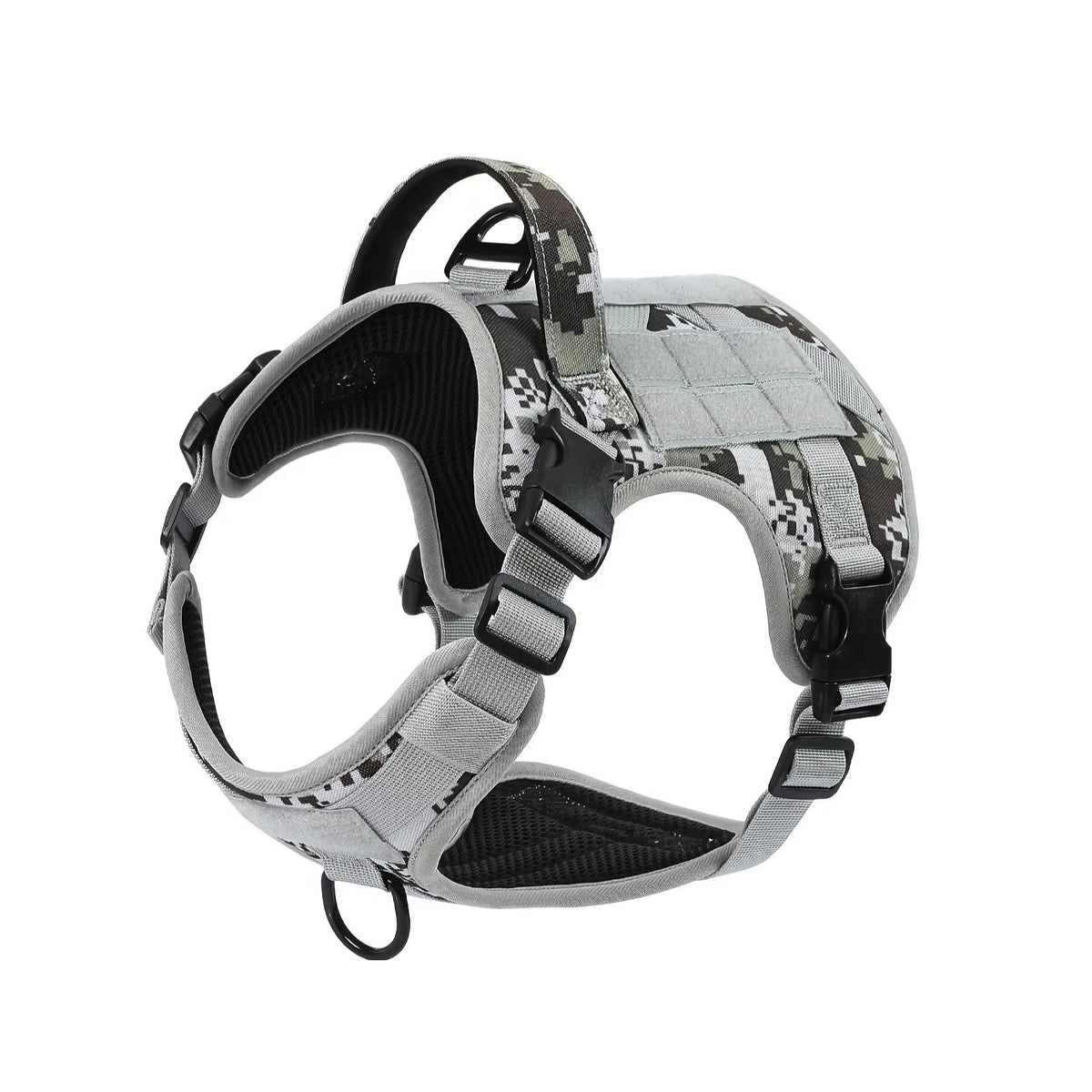 Tactical no-pull dog harness with handle - Gray Camo